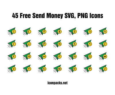 45 Free Send Money & Paper Plane SVG, PNG icons free resources freebies icon pack icon set icons money png icons svg icons vector