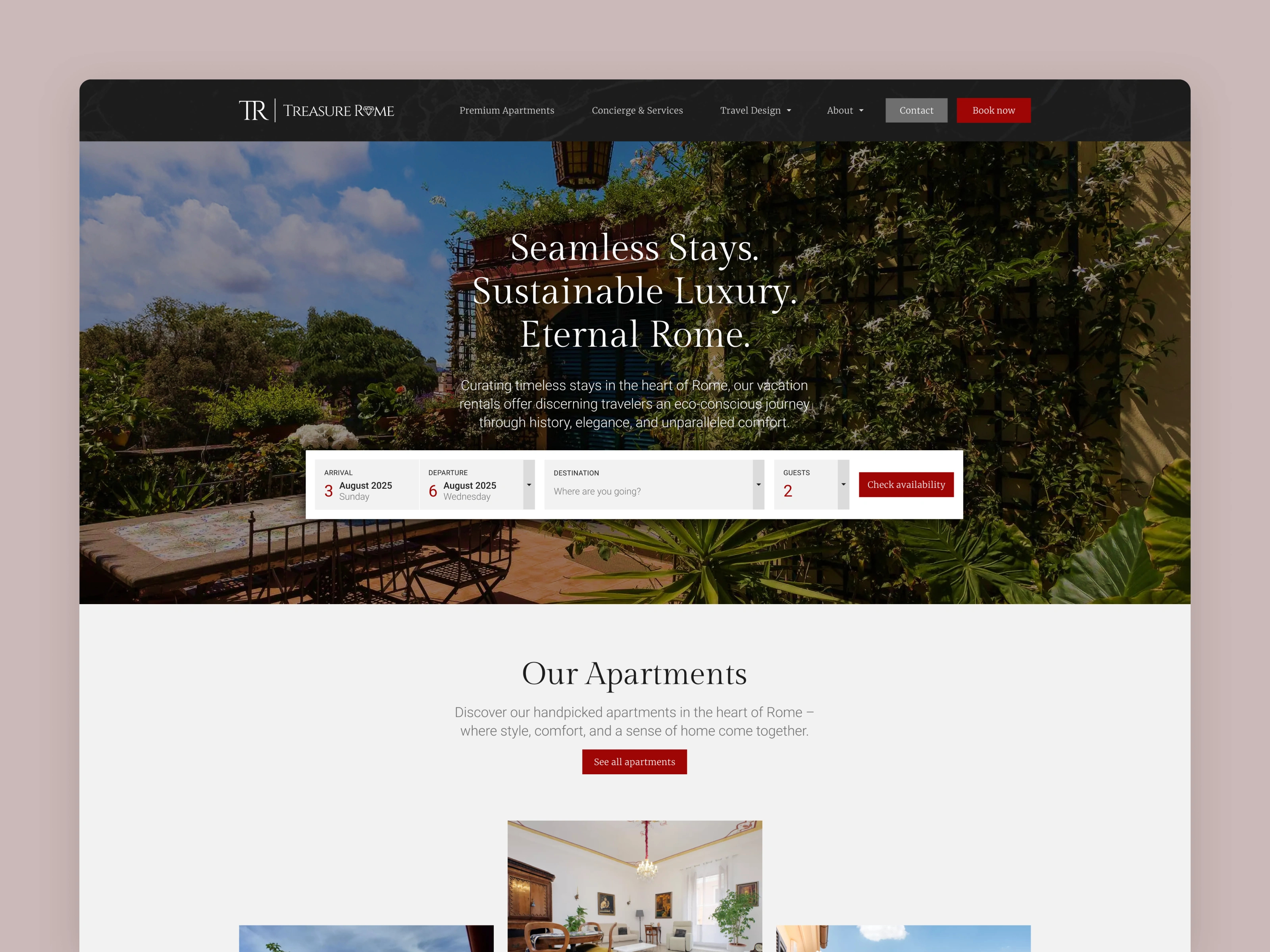 TRome website apartment rental redesign tourism travel web design wordpress