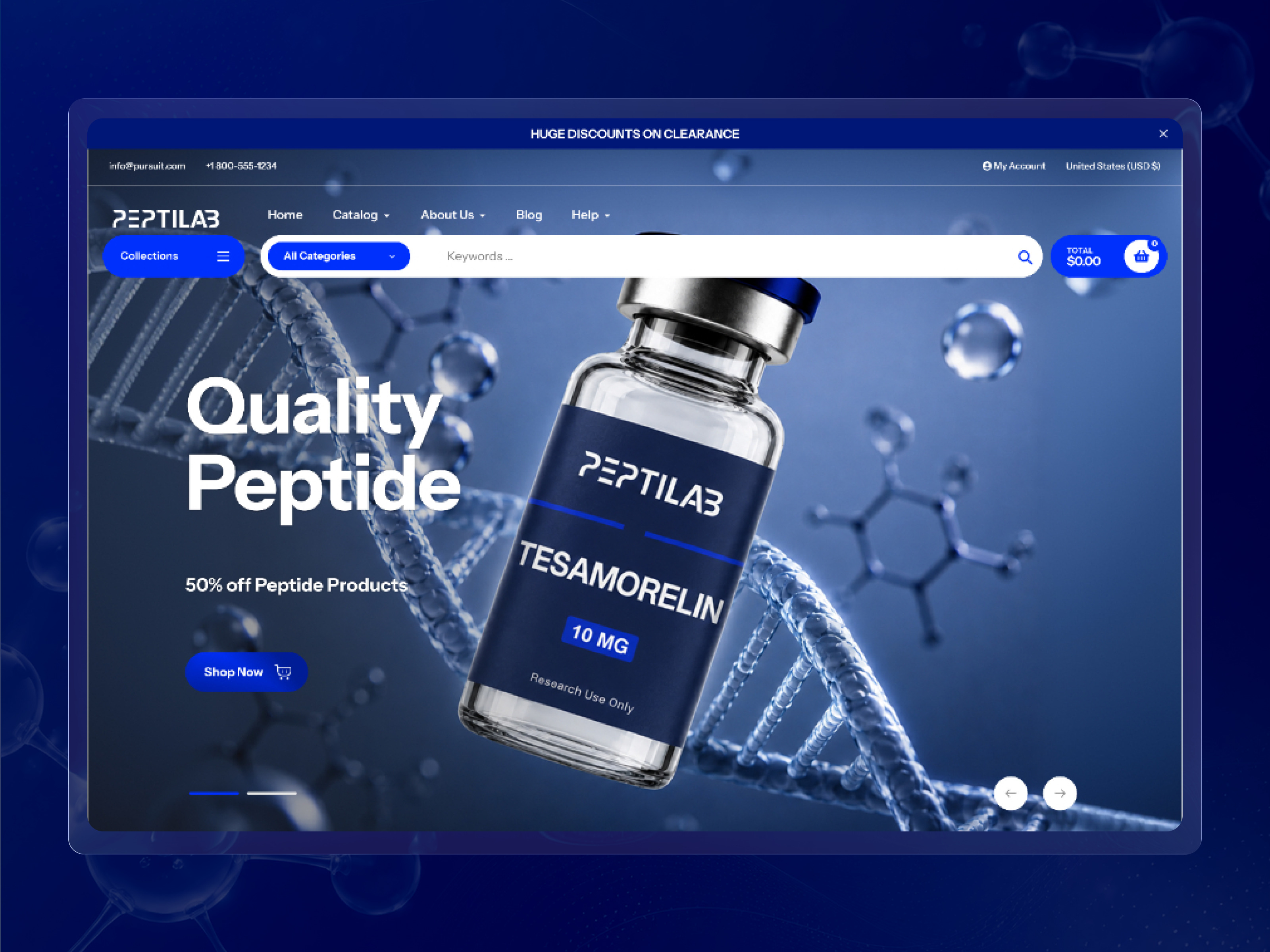 PeptiLab-Modern Peptydes Brand Identity & Ecommerce Website biotech branding biotech website peptide branding peptide ecommerce peptide store peptide ui design peptide ux design peptide website peptilab shopify peptide store supplement ecommerce webflow ecommerce wellness ecommerce woocommerce peptide store wordpress peptide website