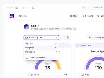 Something new 🪄 app icon crm dashboard dashboard app product product design purple saas saas app wiza