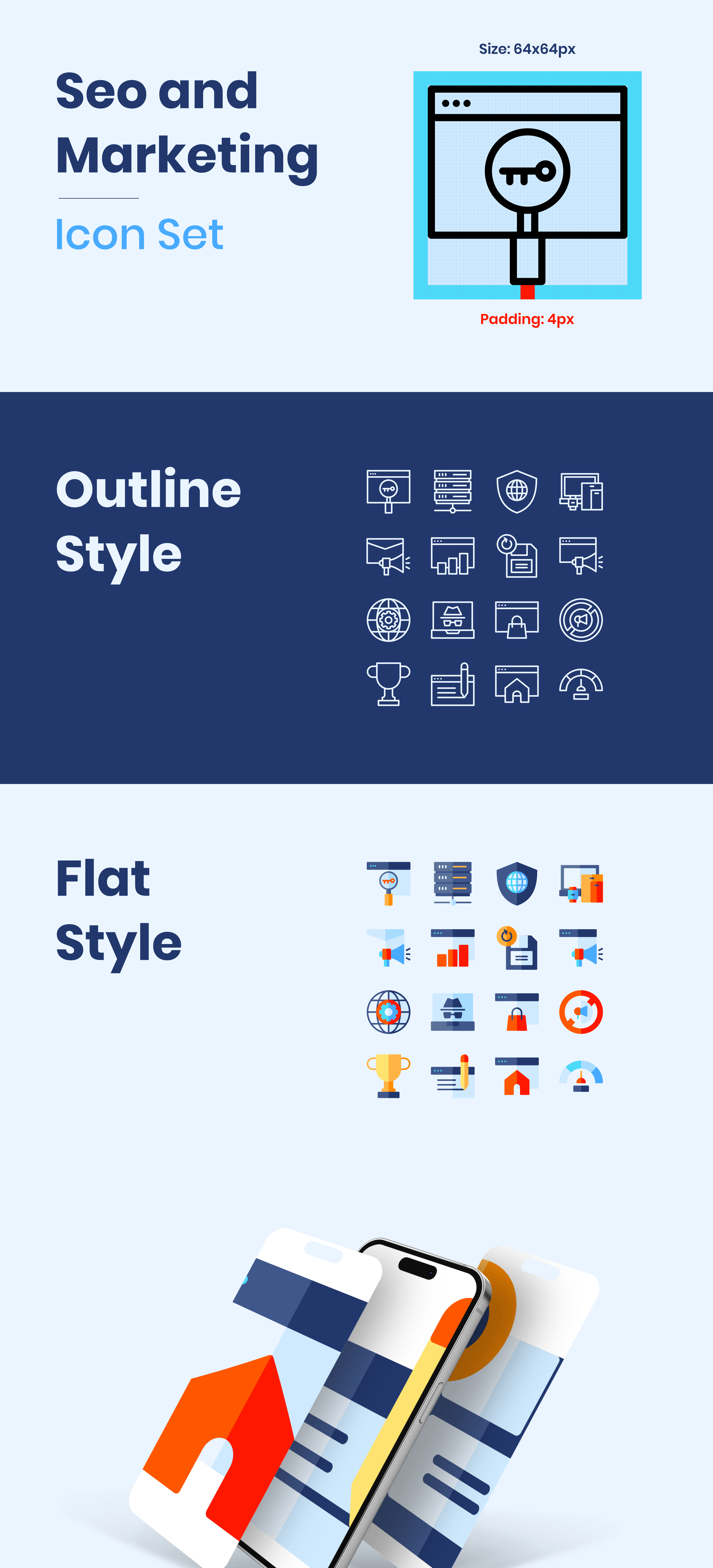 Seo and Marketing Icon Set design flat icon marketing seo ui ux web