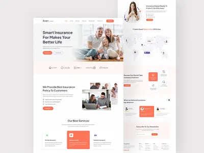Insurance Landing Page Template brand identity business commercial corporate dashboard figma homepage insurance landing page landing page ui responsive ui ui ux design ux web design web ui website design website template website ui wireframe