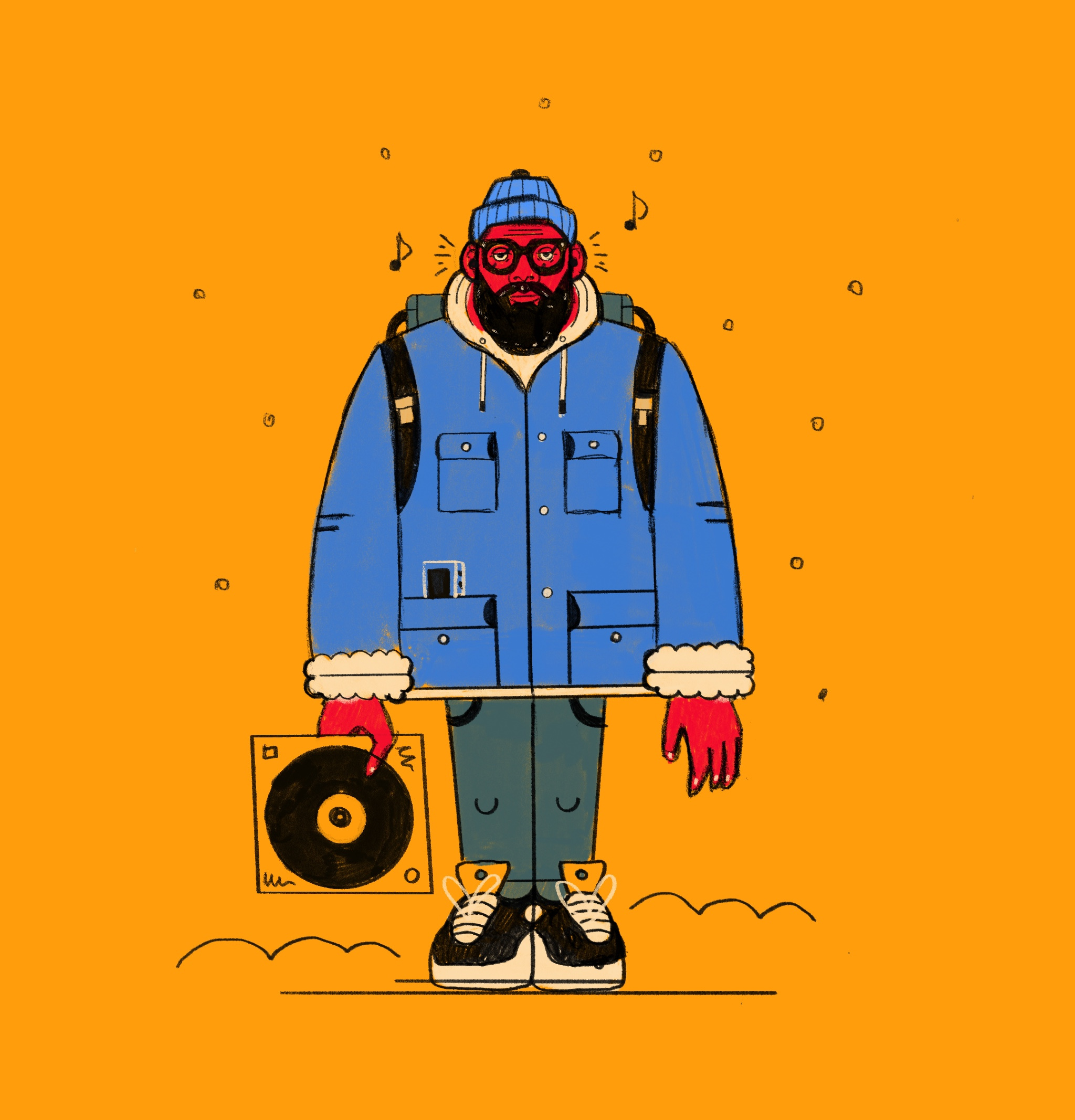 Still snowing, still cold... autoportrait character cold illustration illustrator people portrait portrait illustration procreate snow winter