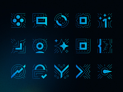 Weblander Icons abstract blue custom icons geometric grainy gritty icon icon design icon grid icon illustrations icon set icon system iconography icons line icons post apocalyptic sci-fi icons sience fiction space