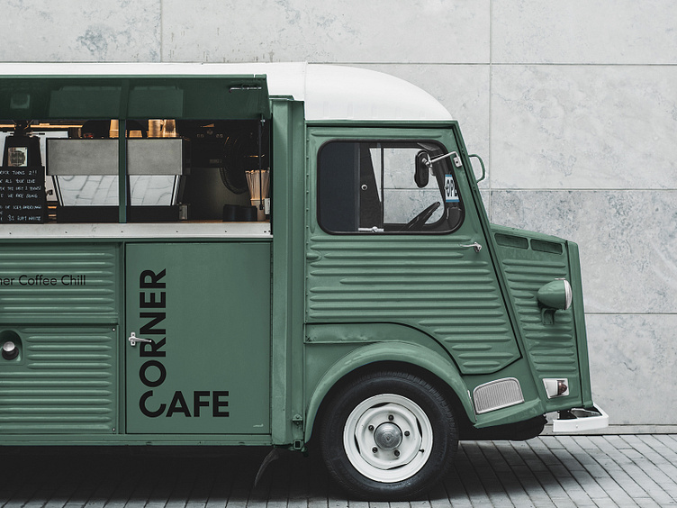 Free Citroen Food Truck Mockup and Free Beer Cap Mockup by Mr.Mockup