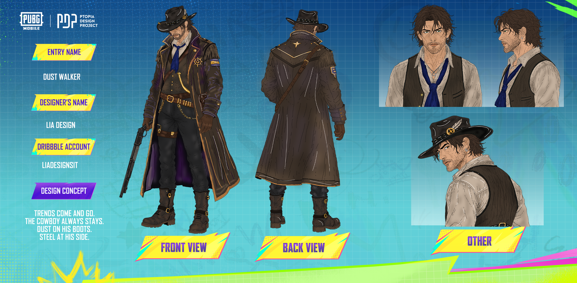 Dust Walker - PUBG Mobile Trendsetter Design Contest character character design cowboy drawing game illustration photoshop pubg video game video game character western