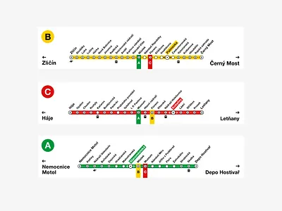 🚇 Prague Subway Navigation Concept brand ux branding concept design graphic design indetity layout map navigation prague public public transport redesign subway transport tube ui underground user experience ux