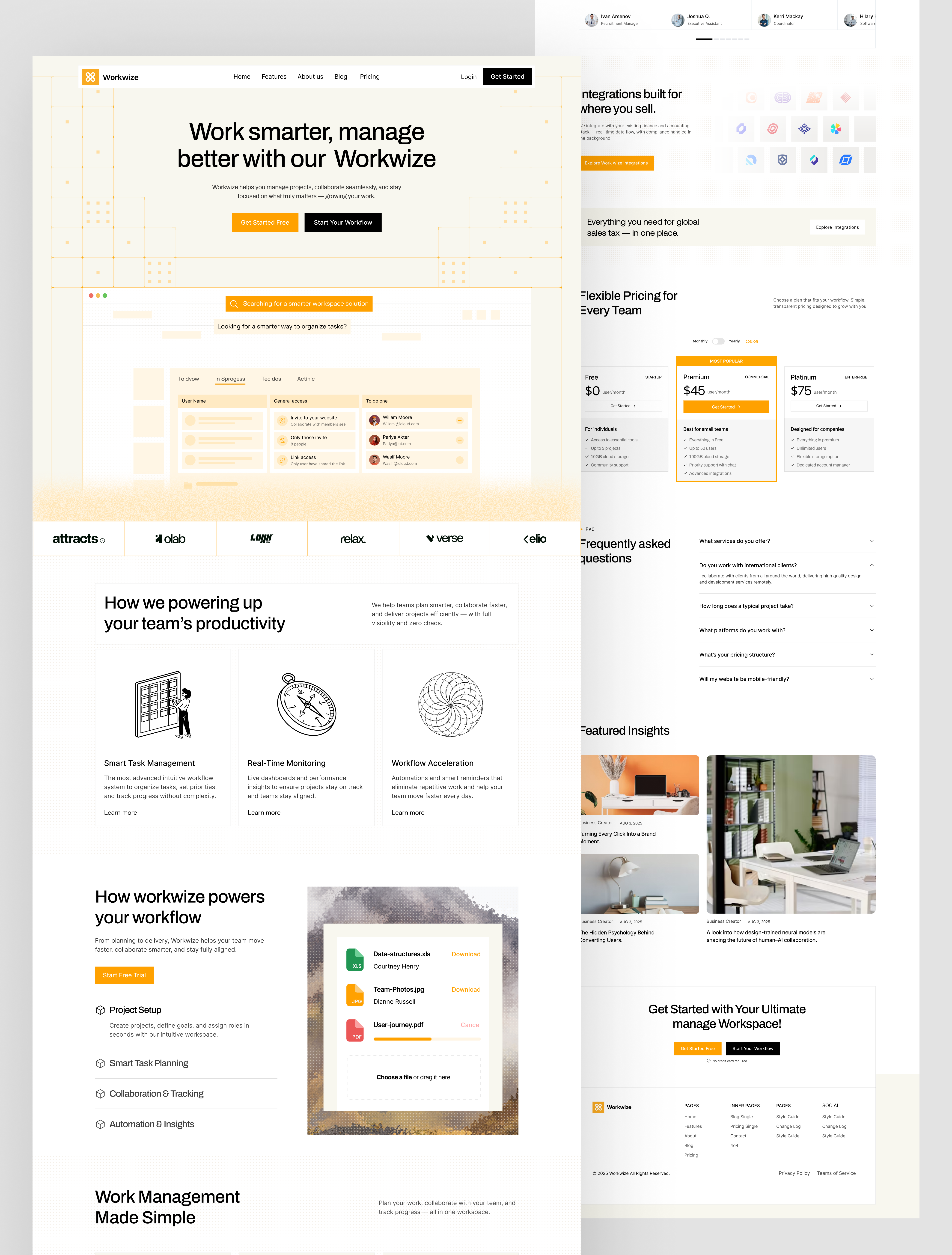 WorkWize — SaaS & Workspace Management Landing Page animation figma framer landingpage productdesign saas uidesign uxdesign webdesign