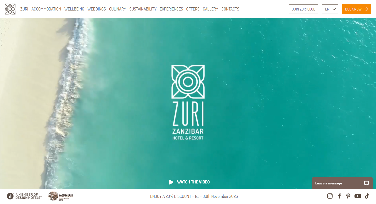 Zurizanzibar.com design hotels hospitality hotel website luxury travel resort uiux web design zanzibar