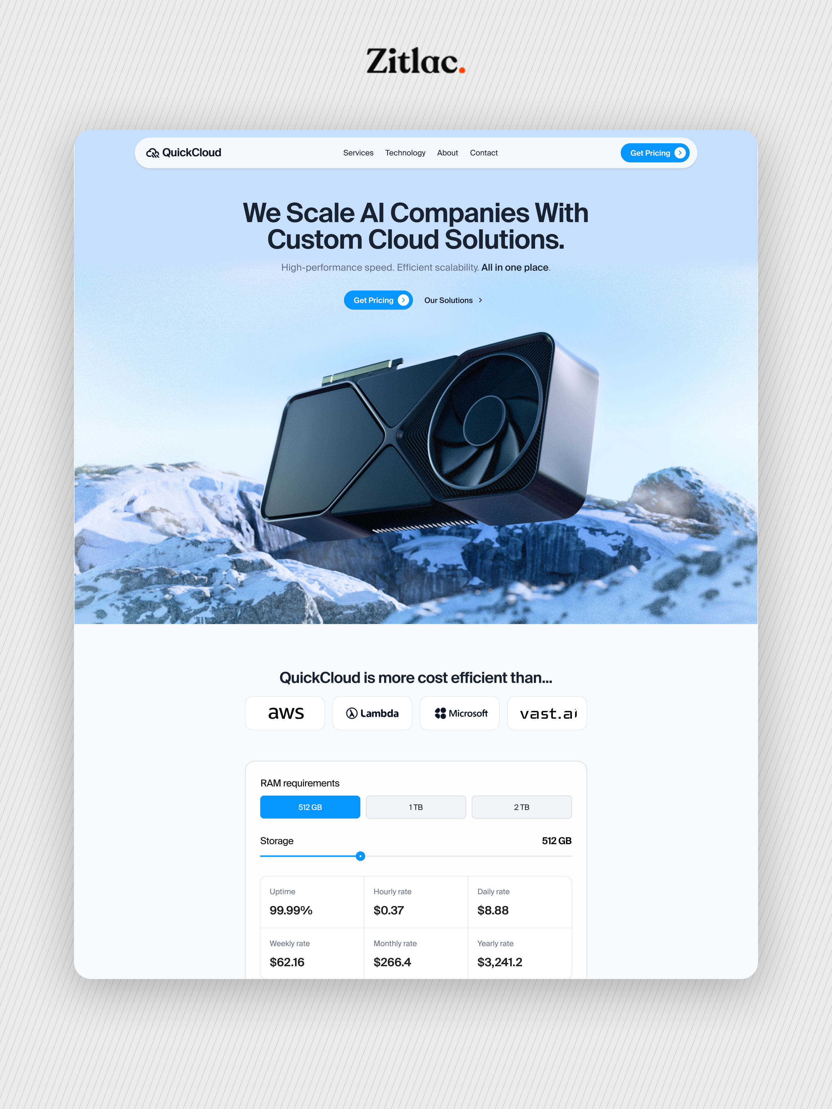 AI Cloud Platform — Website Design cloud design landing page rajumullah ui ux design web website website design