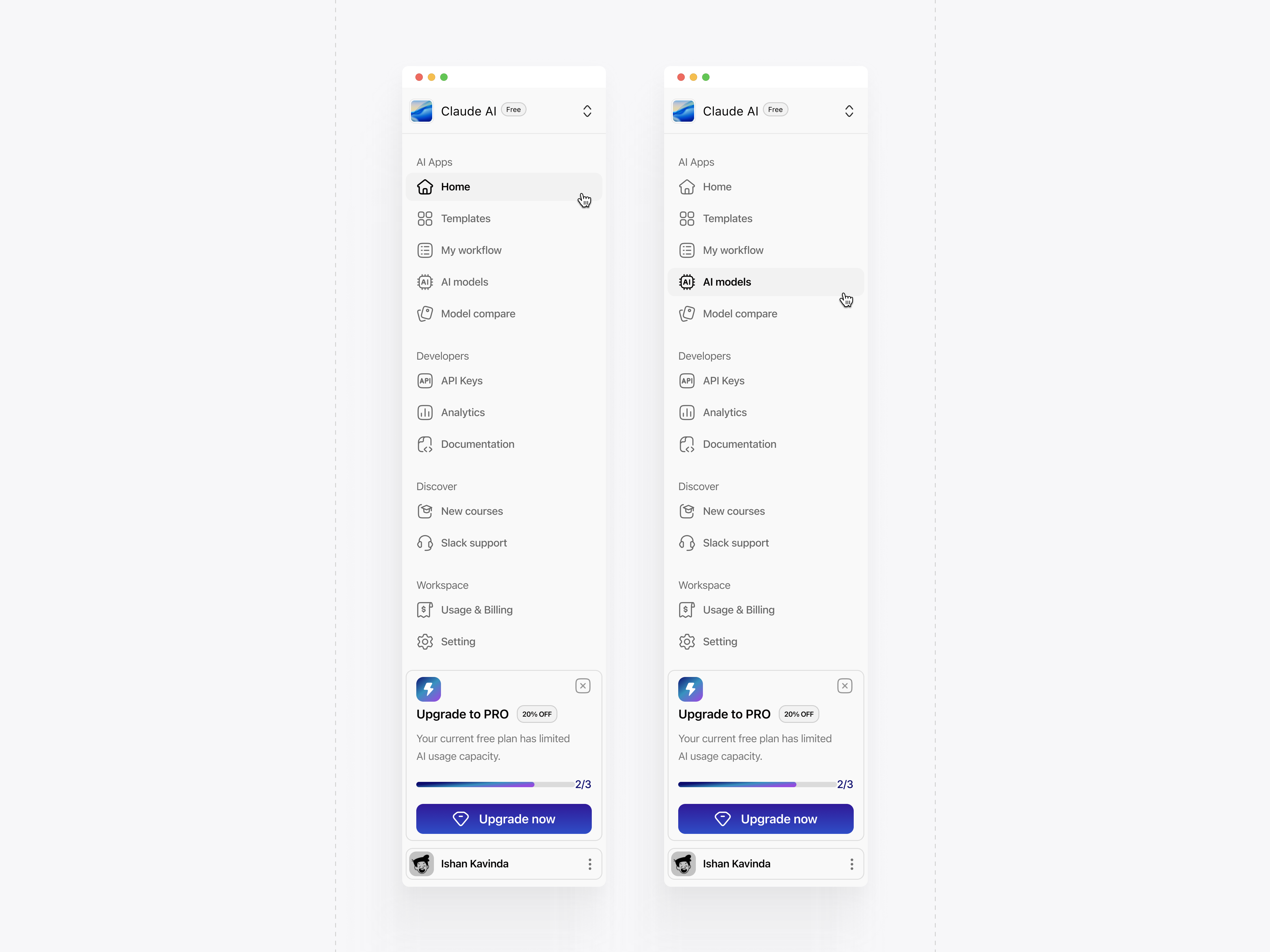 Workspace Sidebar | Clean UI ai ai platform design app switcher clean ui dashboard dashboard ui light theme navigation product design productdesign saas sidebar ui inspiration uidesign ux design uxdesign web app design webapp workspace workspace management