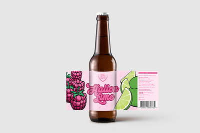Hallon/Lime, Hantverksbryggeriet. beer laber branding design graphic design illustration illustrator label label design lime logo raspberry sour ale vector