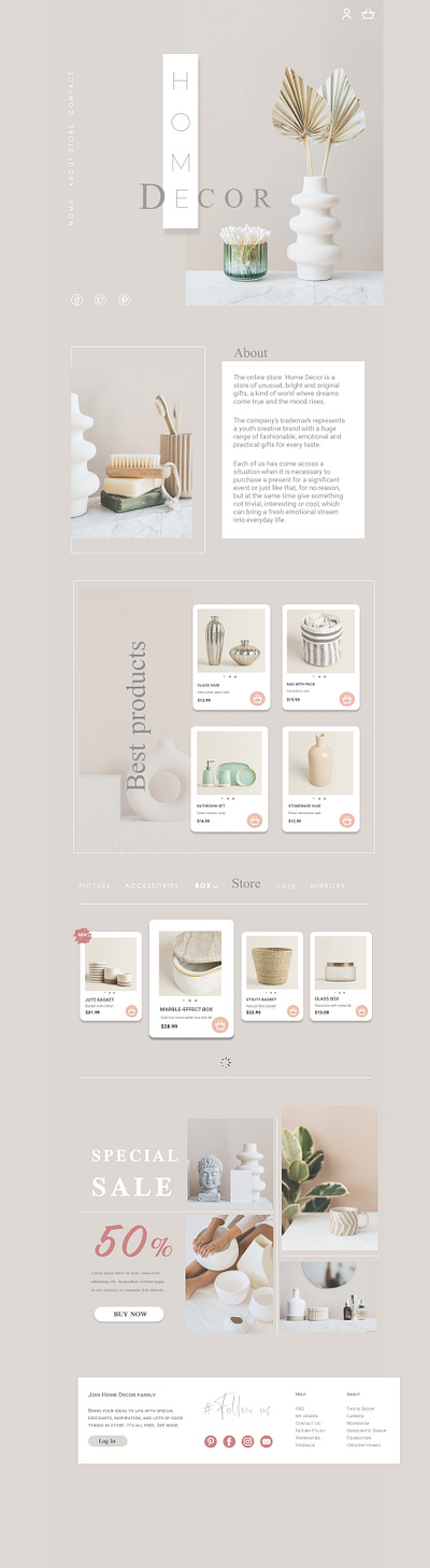 Web Design store "Home Decor" branding design illustration landing shop store ui uiux web web design