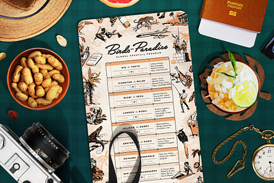 Birds of Paradise Cocktail Menu Design branding creative agency design graphic design illustration logo logotype restaurant branding