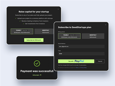 Subscribe cards | SeedStartups app components design ui ux webapp