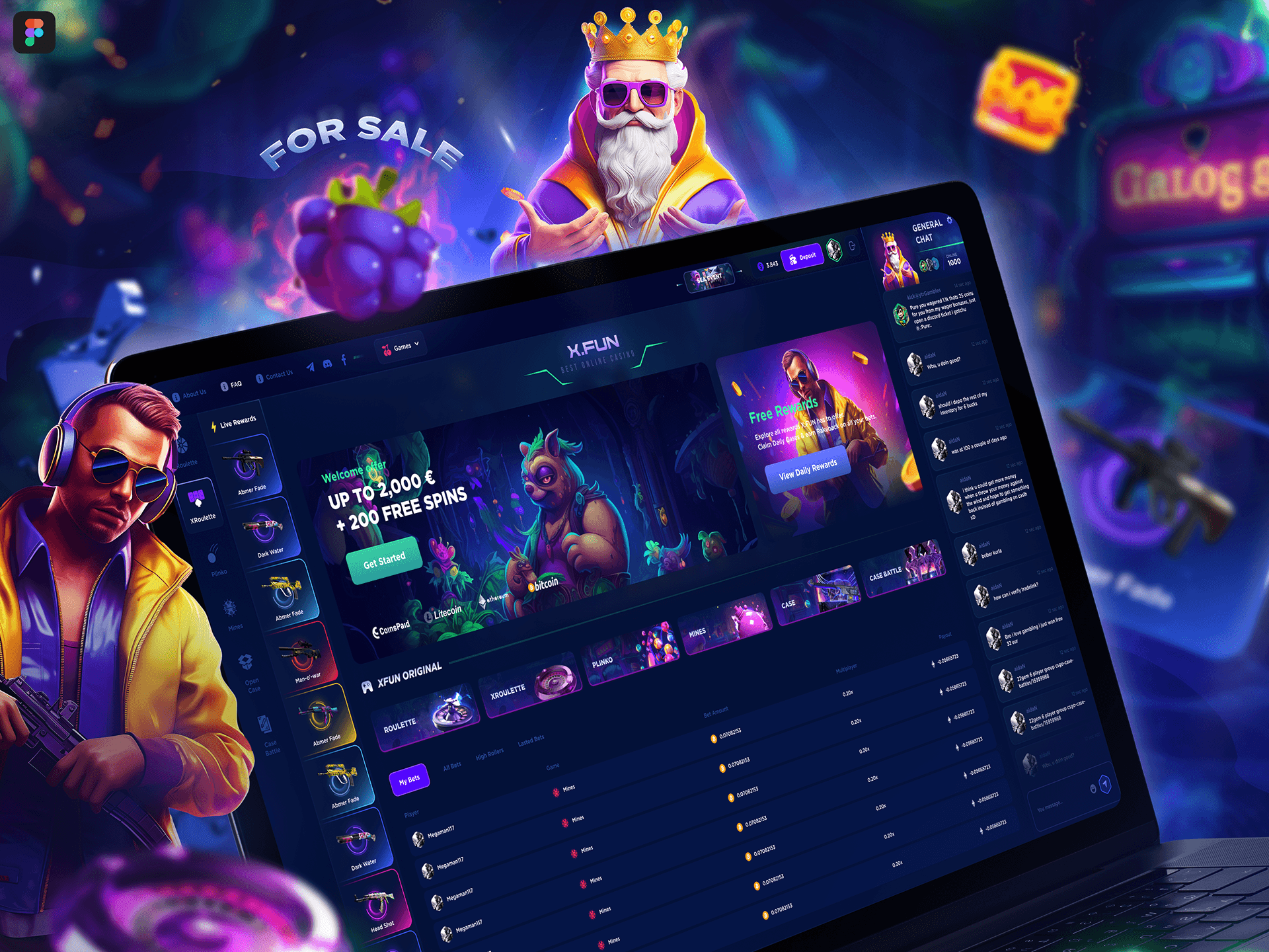 X.FUN - Casino cases casino gambling game juicyart mines open case plinko roulette uiux