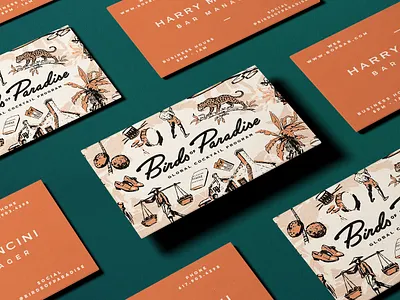 Birds of Paradise Business Card Design branding creative agency design graphic design illustration logo logotype restaurant branding vector