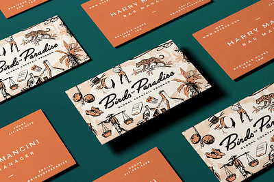 Birds of Paradise Business Card Design branding creative agency design graphic design illustration logo logotype restaurant branding vector