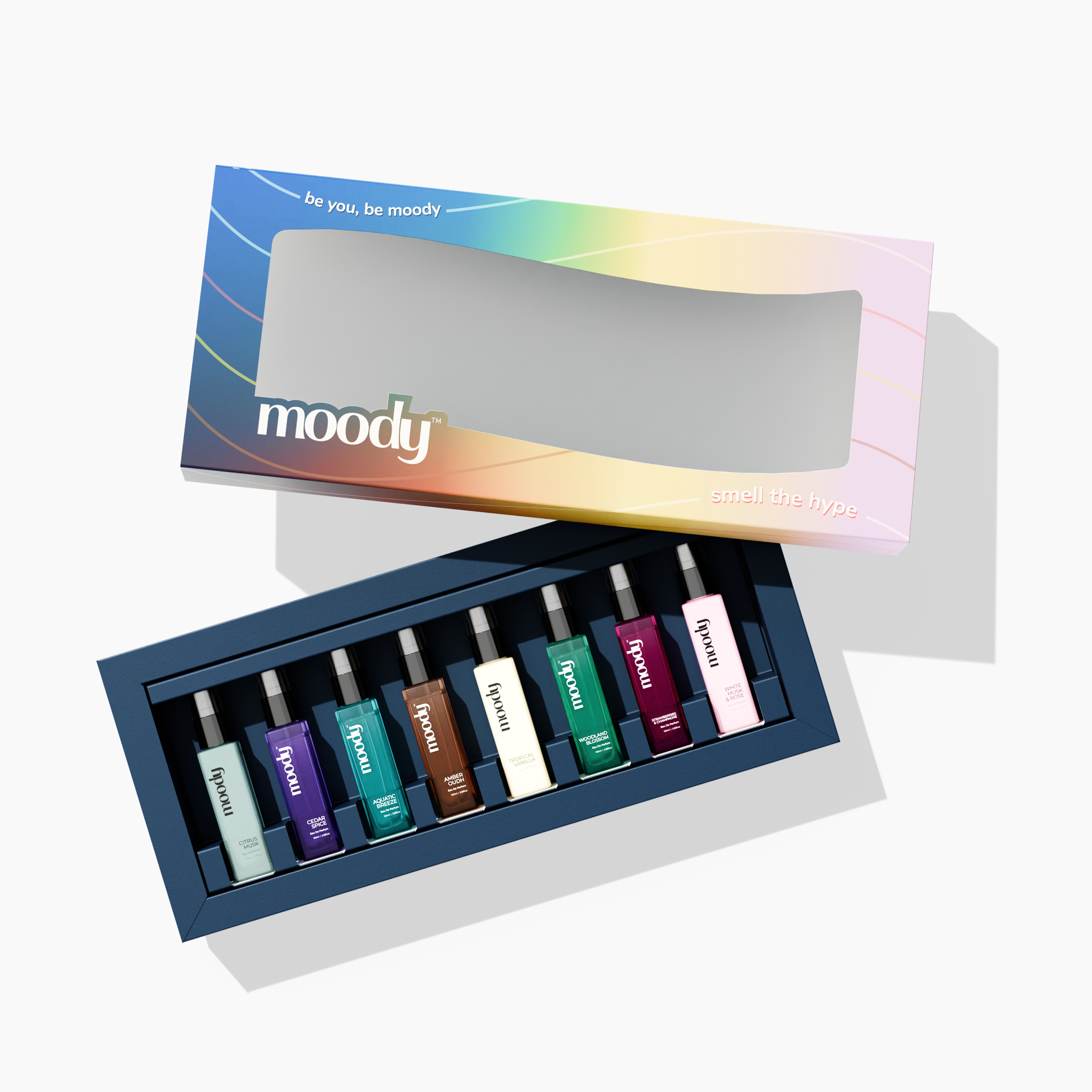 Moody Perfume Collection – Premium 3D Product Visualization 3d modeling 3d render 3d rendering blender 3d cosmetic packaging fragrance design glass material luxury packaging packaging design perfume bottle perfume packaging product render product showcase product visualization