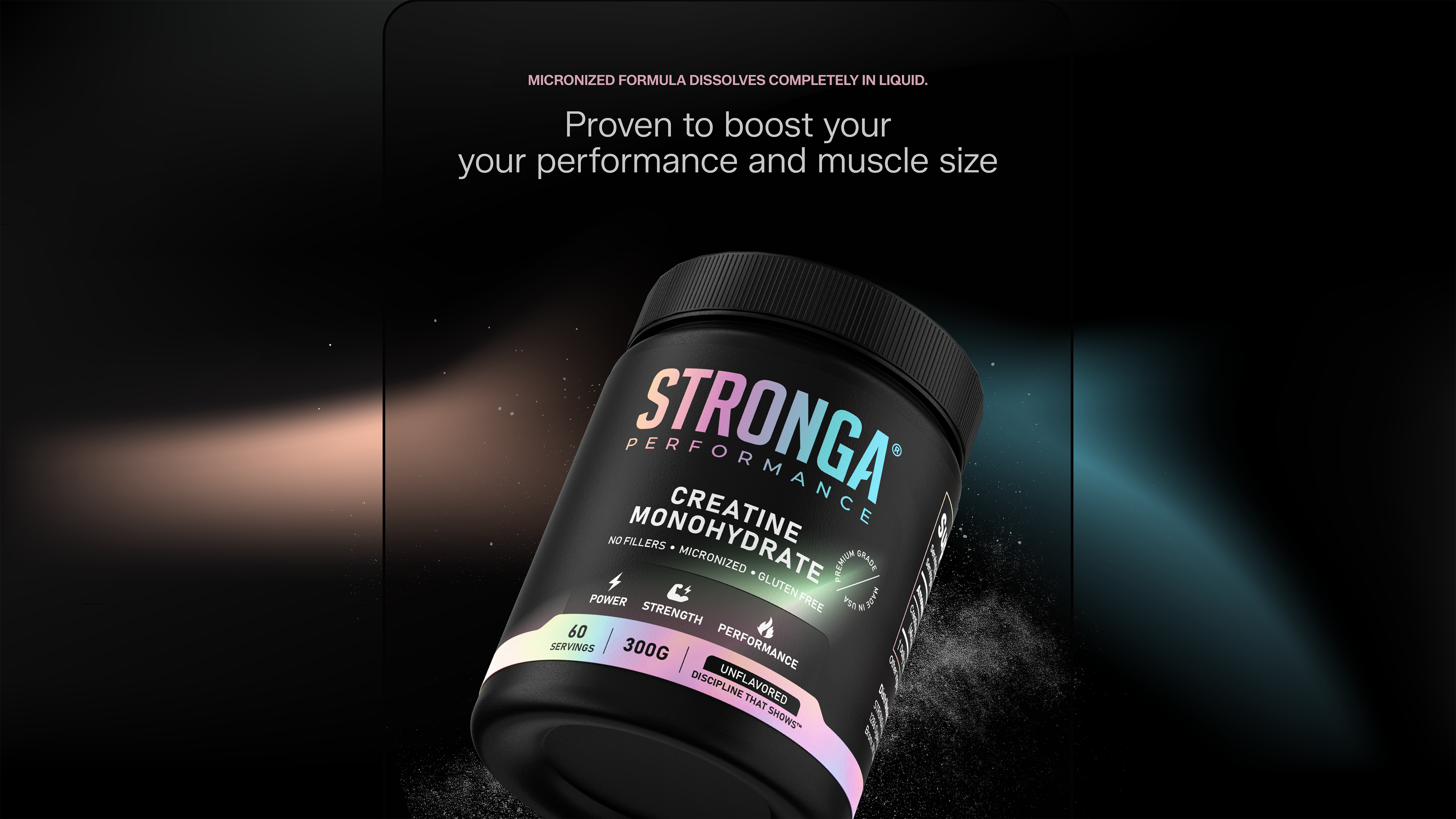 STRONGA Performance | Sports Supplement Packaging 3d 3d mockup 3d model 3d visual brand identity branding creatine label design graphic design label design packaging design packaging designer product label design supplement label design supplement wellness