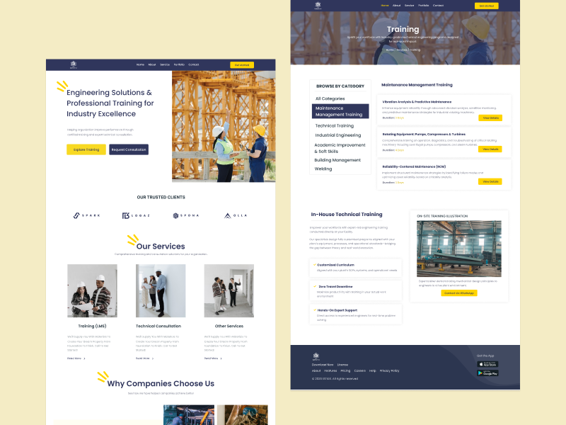 Engineering Training & Industrial Solutions–Corporate Website consulting corporate website engineering industrial design landing page maintenance training modern website training platform ui ux web design website ui