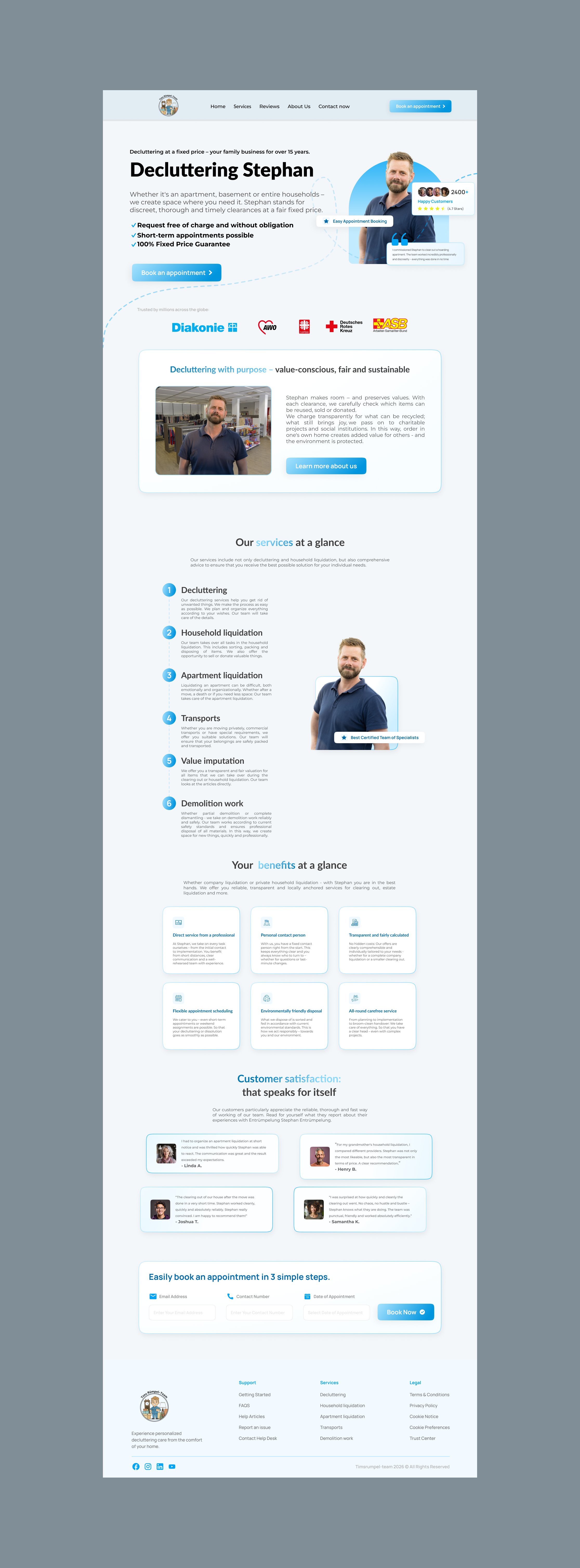 Decluttering Service Landing Page Design cleaning service decluttering home services landing page minimal ui modern website service website ui ui design web design