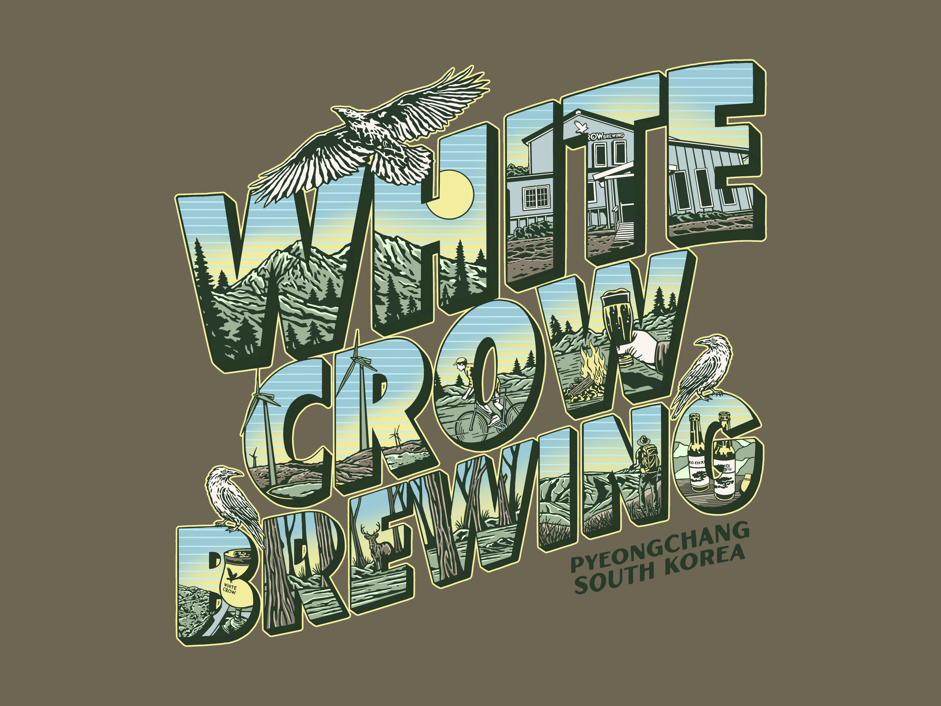 Design for White Crow Brewing branding design graphic design illustration illustrator logo typography