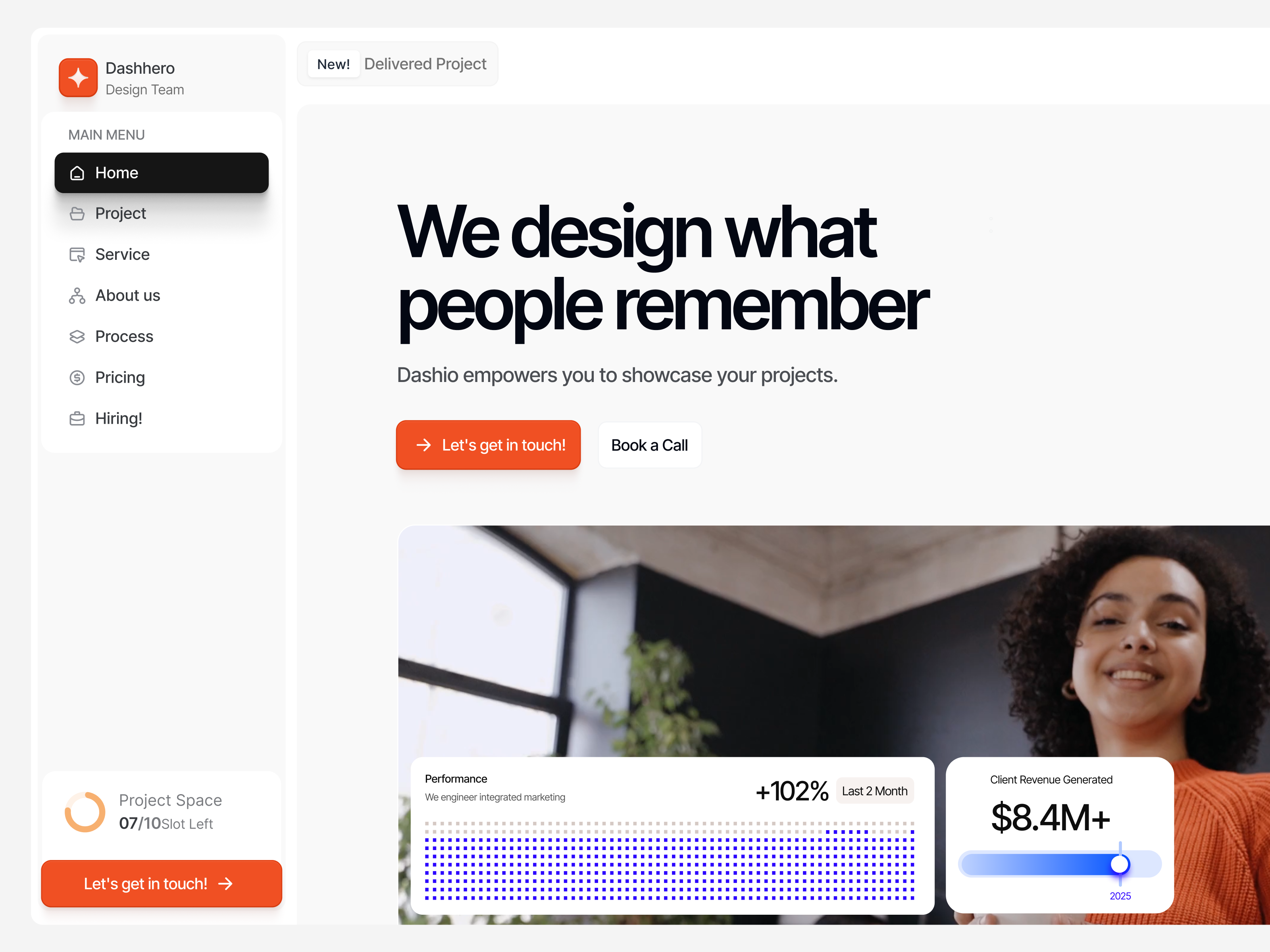 Dashio - Dashboard Styled Agency Website agency template agency website agency website design dashboard landing page portfolio template portfolio website saas landing page web design website design