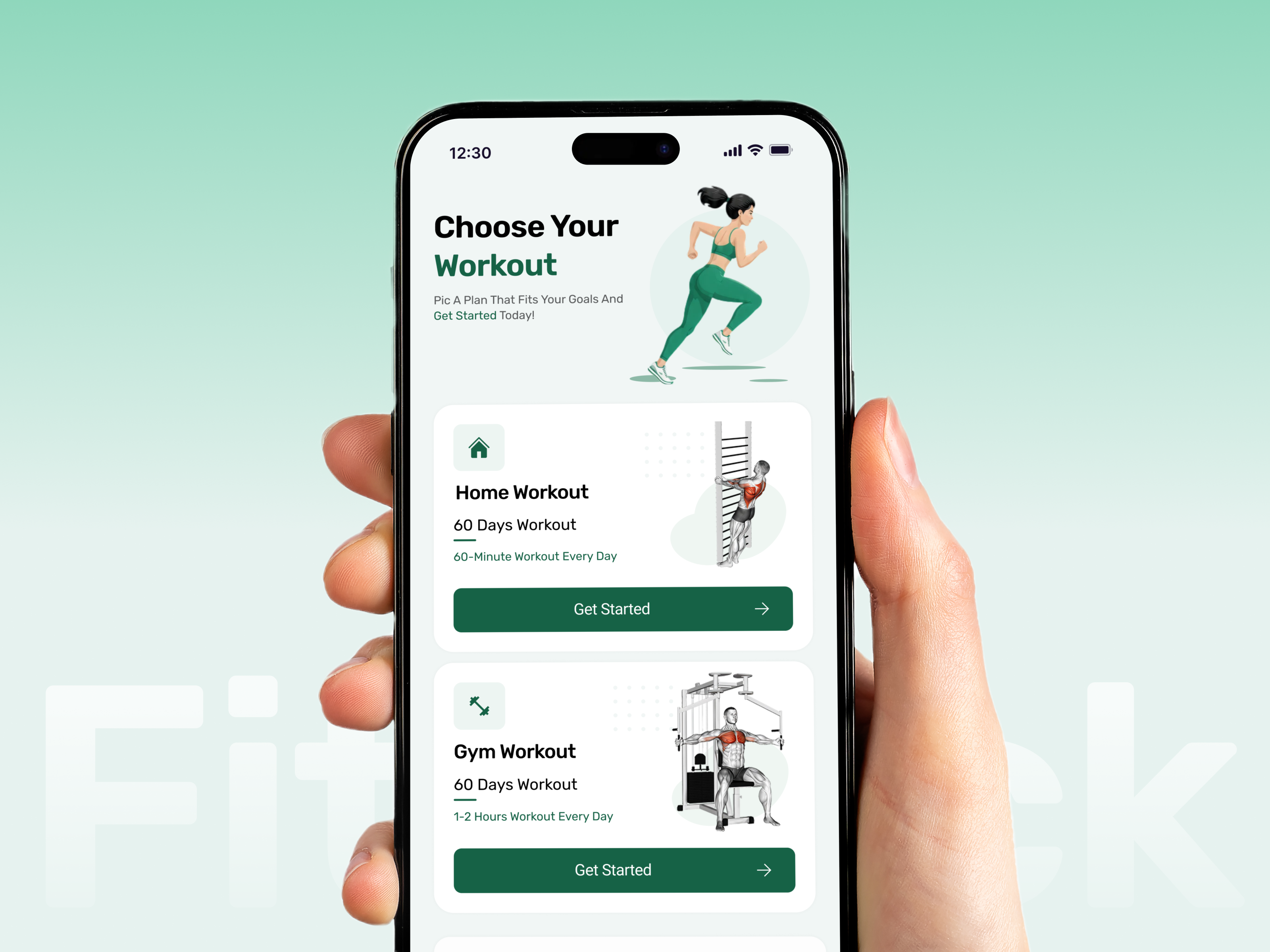 FitTrack – Home Workout Mobile App Design app interface exercise app fitness app fitness dashboard fitness lifestyle fitness tracking gym workout health app home fitness home workout mobile app design mobile ui personal trainer strength training ui design ux design workout planner workout routine workout timer workout tracker