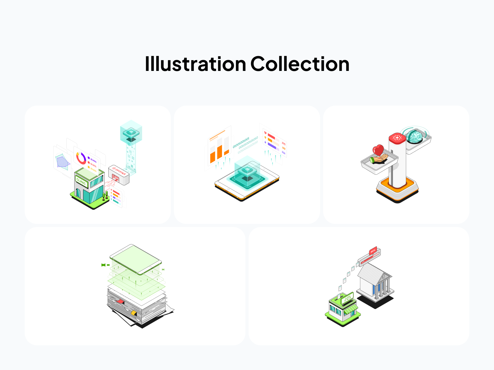 Prompthealth Illustration advance ai automation b2b clinic healthcare isometric medical phsycal saas technology theraphy workflow