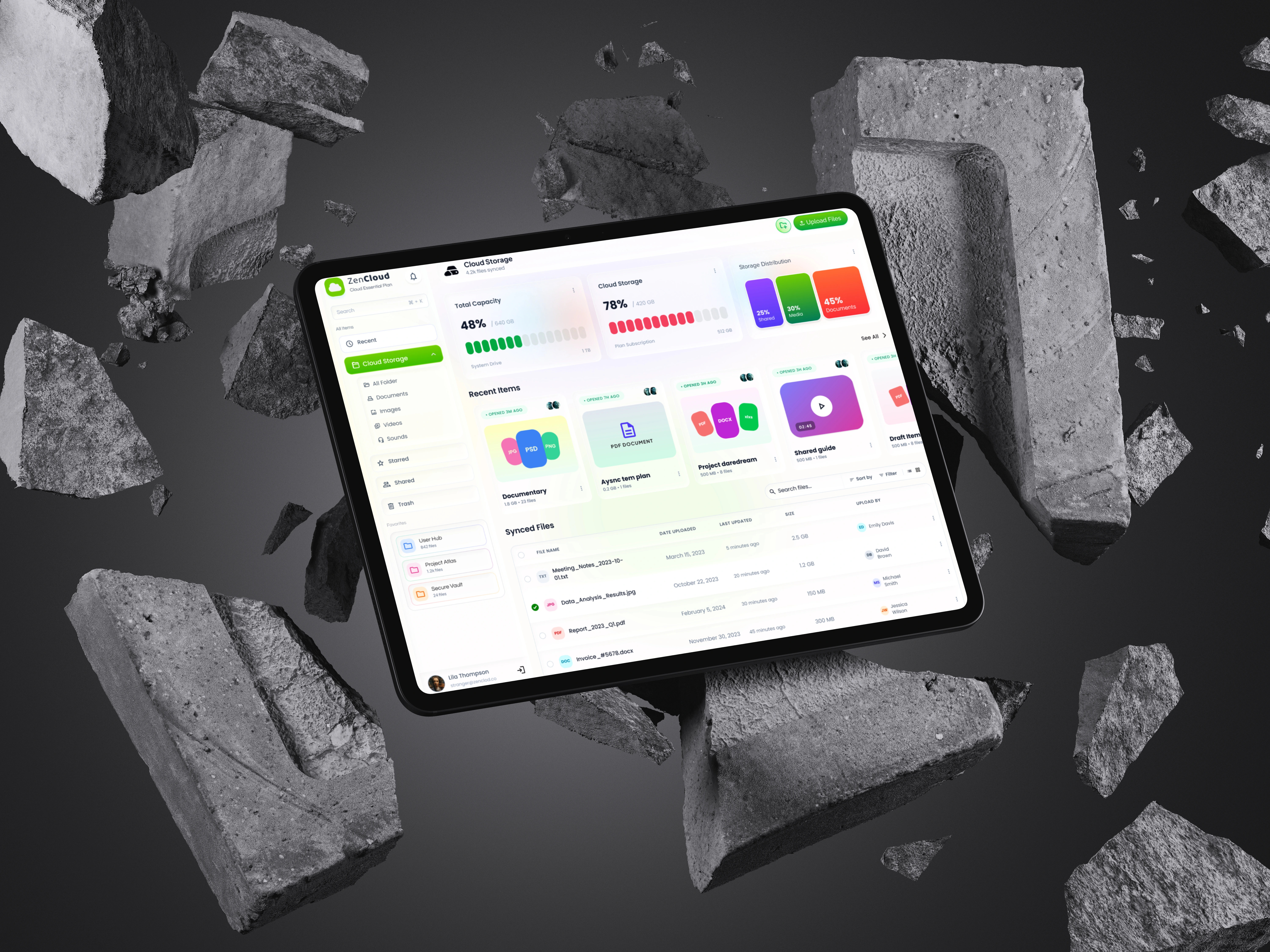ZenCloud - Cloud storage manager admin dashboard app dashboard clean ui cloud storage dashboard inspiration dashboard ui data visualization design system enterprise software file manager fintech ui interface design minimal dashboard modern ui product design productivity app saas dashboard ui design ux design web app design