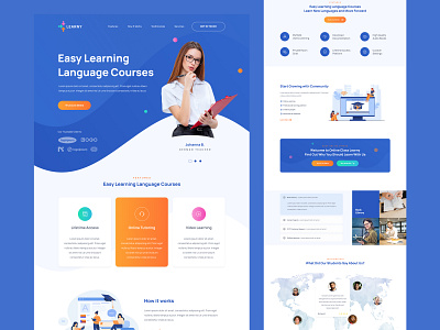 LEARNY - Landing Page Design graphic design landing page landing page design layout design learning landing page design teaching design teaching layout design web template webdesign