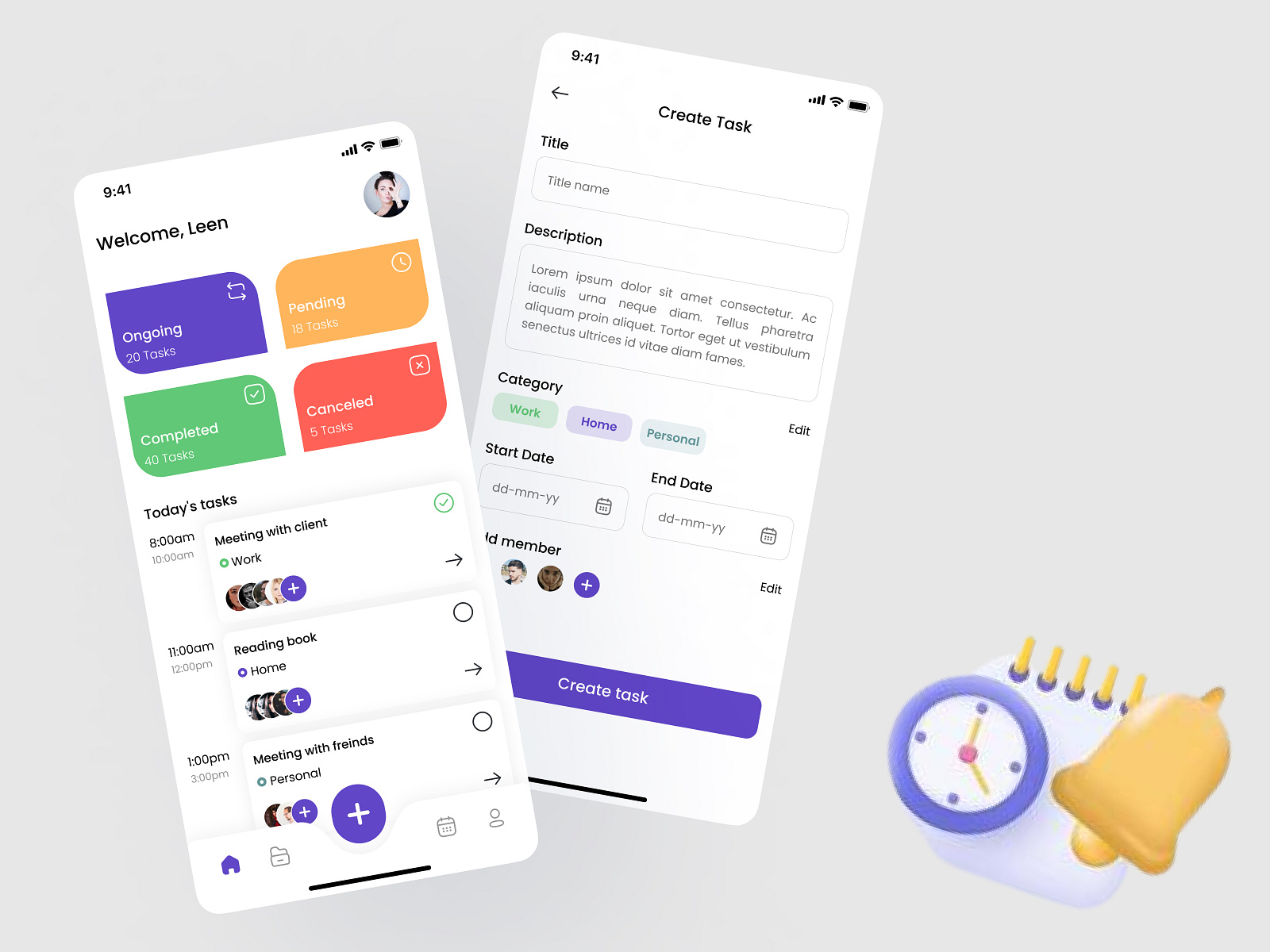 Task Management App by leen_zimmo on Dribbble