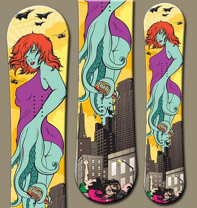 SheZilla Snowboard Design design graphic design illustration vector