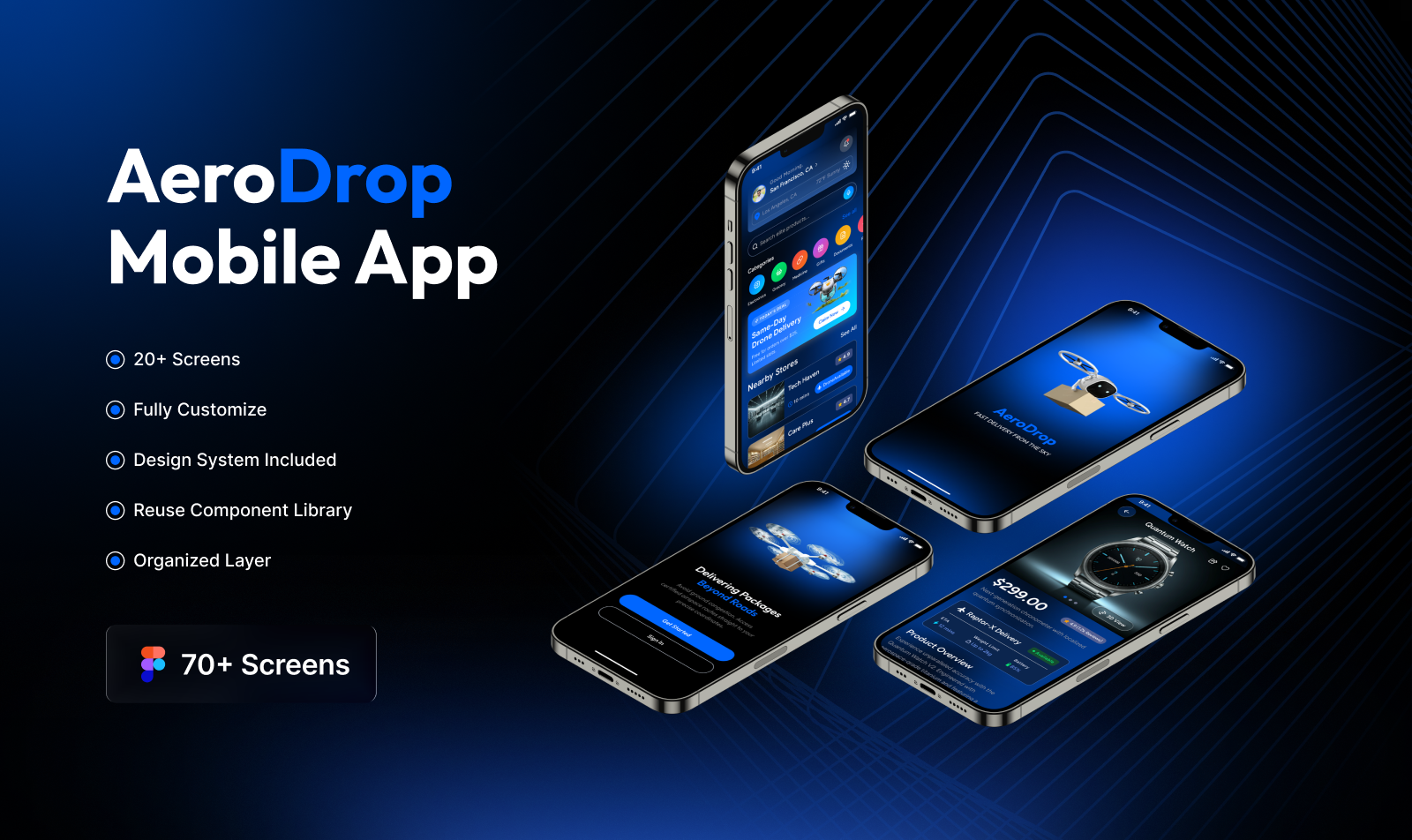 AeroDrop - Drone Delivery Mobile App UI/UX Design app design design dronedesign figma product design ui ui design uide