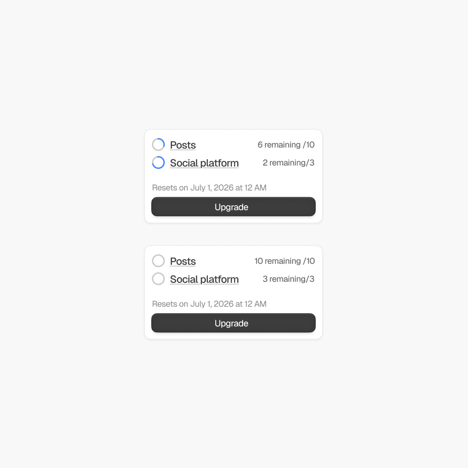 Credits usage card