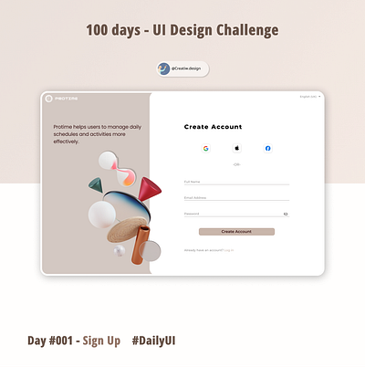 Daily UI #001 - Sign Up Page app creatiw design dailyui design designer graphic design illustration interface sign up ui ui design ui ux user experience user interface ux ux designer ux ui web design web designer website