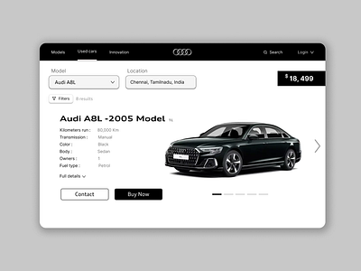 Audi Redesign Used cars page app ui audi audi website branding car ui design logo redesign resell ui usedcars website redesign