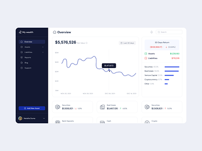 Assets Overview dashboard overview ui ux web