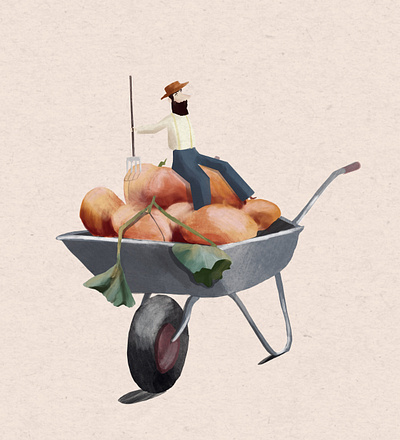 Wheelbarrow Man bookillustration characterillustration childrensbook childrensillustration digitalart drawing environmental gardening illustration nature