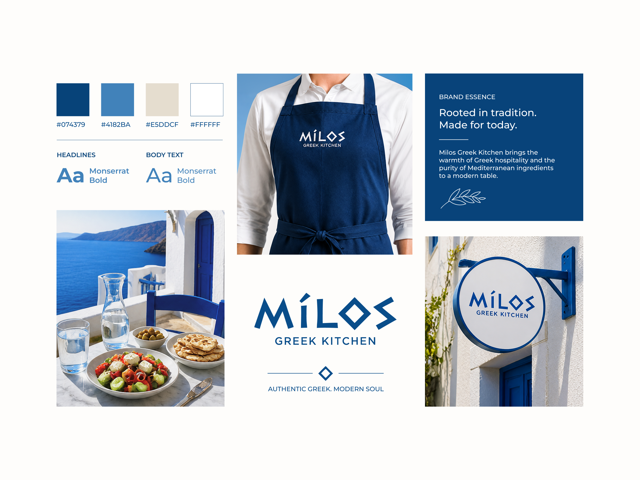 Mílos Greek Kitchen — Restaurant Brand Identity brandboard brandidentity branding graphicdesign hospitalitydesign logodesign mediterranean restaurantbranding visualidentity