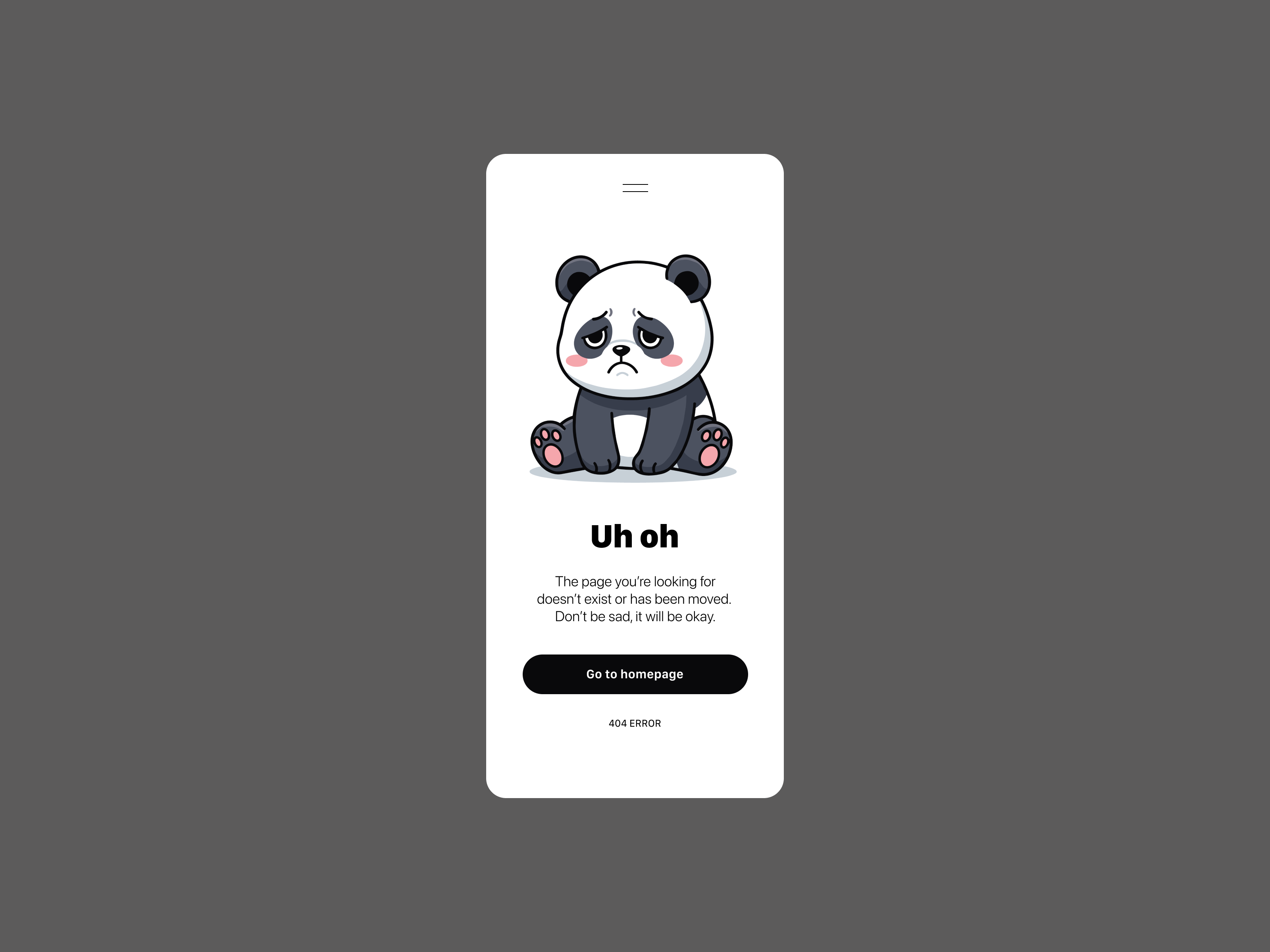 Cute Panda 404 Error 404 404 error cute dailyui exploration figma illustration interface interface design mobile mobile design panda ui ux web design webdesign