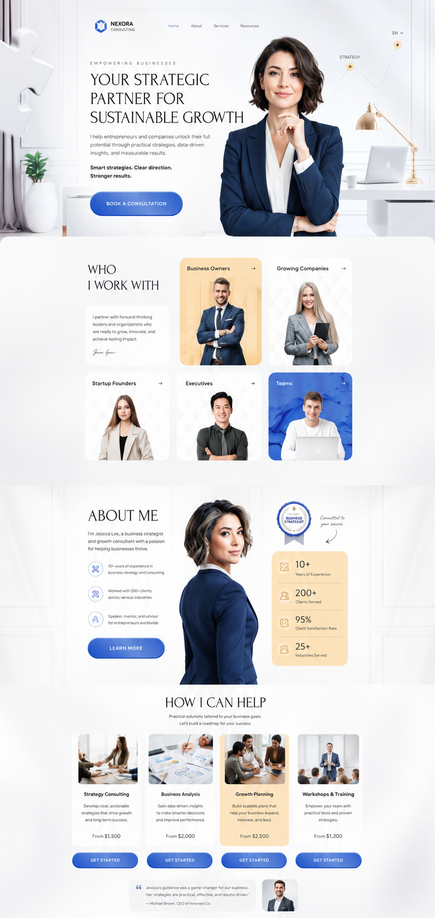 Nexora Consulting Landing Page Clickfunnel branding design ernesto magnayi graphic design landing page typography ux