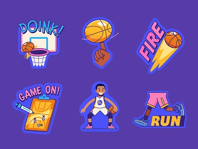 NBA Stickers animated animation basketball champion dunk hoop illustration motion graphics nba playoffs run sport sticker vector