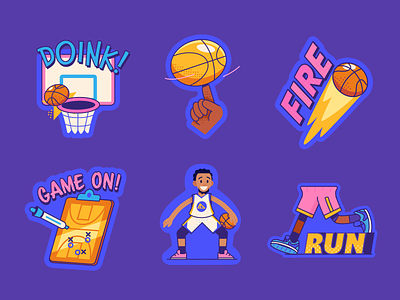 NBA Stickers animated animation basketball champion dunk hoop illustration motion graphics nba playoffs run sport sticker vector