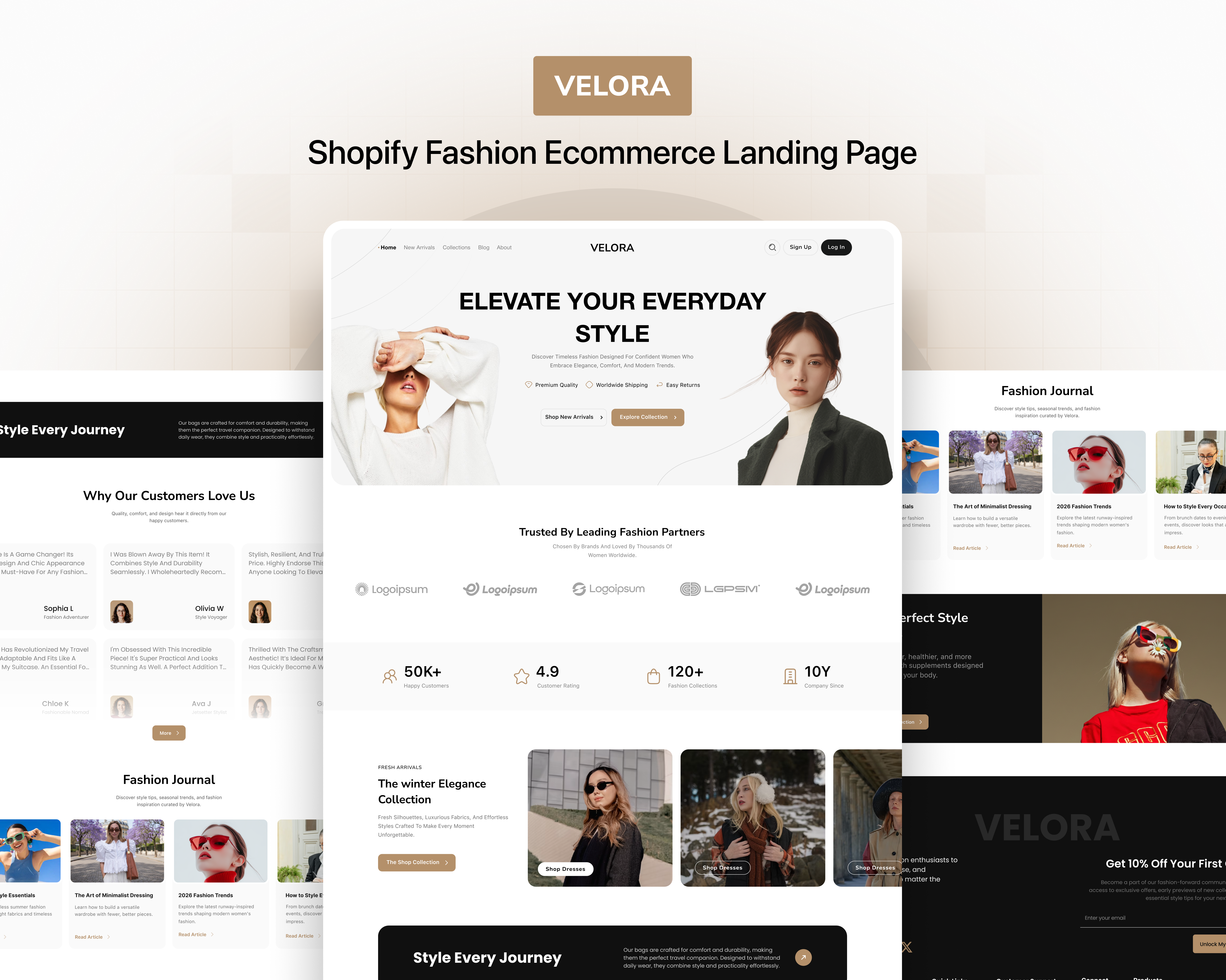 Velora Shopify Fashion Ecommerce landing page branding cleanui ecommerce ecommercewebsite fashiondesign fashionstore fashionui fashionwebsite figmadesign landingpage luxurybrand minimaldesign modernwebdesign shopify shopifydesign uidesign uxdesign webdesign websiteinspiration