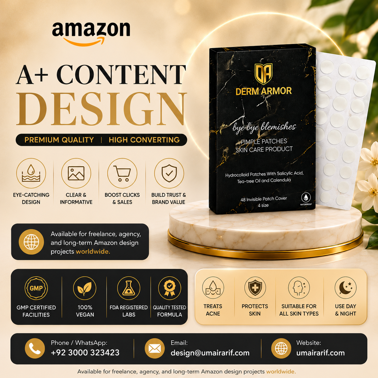 Premium Amazon A+ Content Design for Acne Patch Skincare Brand a content design amazon a content amazon brand story amazon enhanced brand content amazon fba amazon listing design amazon seller beauty branding beauty product design cosmetic design ecommerce design product infographics product visualization skincare branding skincare design