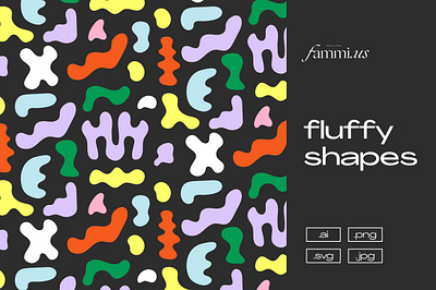 Fluffy Shapes from Fammi.us abstract branding freebie illustration label design packaging pattern shapes