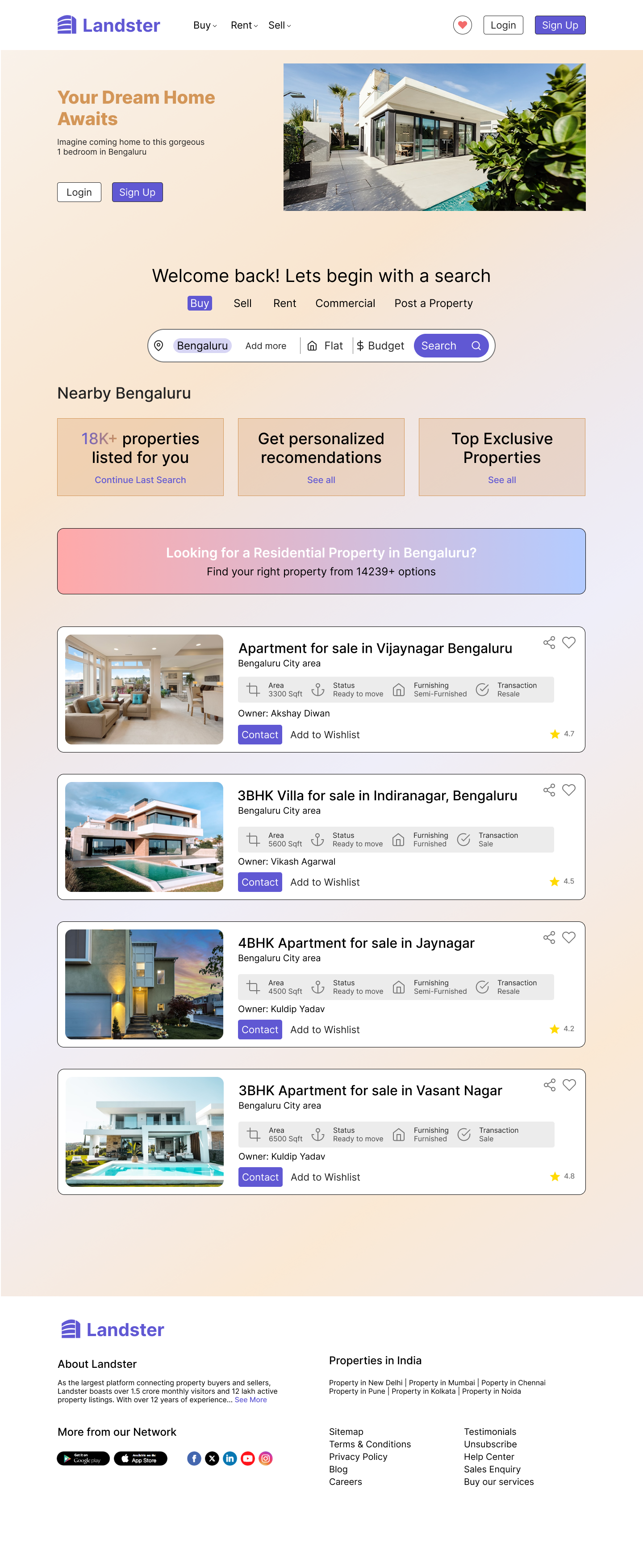 Real State Landing Page Design design landingpage realstate ui website