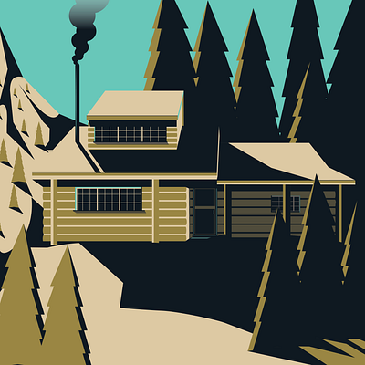 Winter Cabin Illustration color illustrate illustration vector vectorart vectorillustration